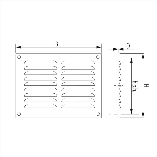 SCHOEPENROOSTER, ALUMINIUM VLAK MILL-FINISH 1-3025A 3340311