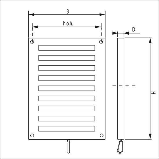 SCHUIFROOSTER AFSL. 220X150MM, KUNST. W 698 3340326