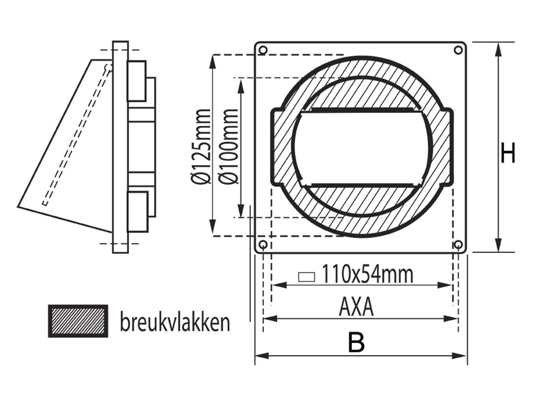KAPROOSTER MET KLEP Ø100/125 / 110X55MM, WIT 20200170 3340799