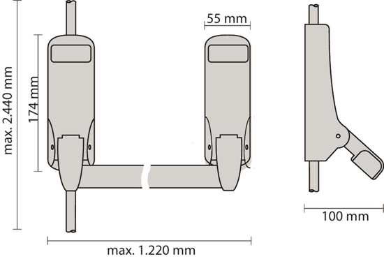 PO 285 DB RZ / PANIEKOPENER 1 EN 2-PUNTSSLUITING ROOD-ZWART  3343190