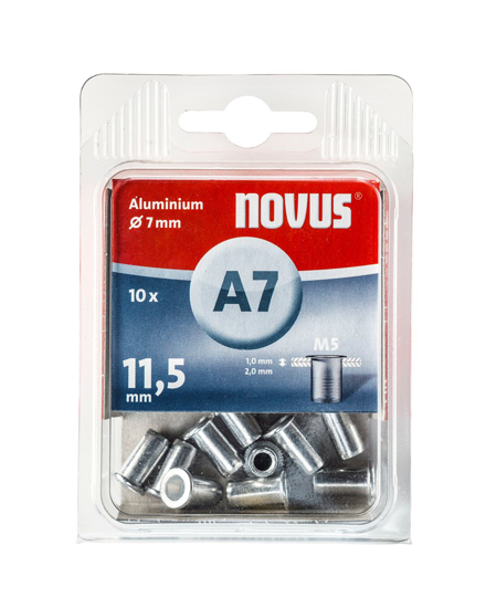 NOVUS BLINDKLINKMOER M5 X 11,5MM, ALU S, 10 ST.  3343683