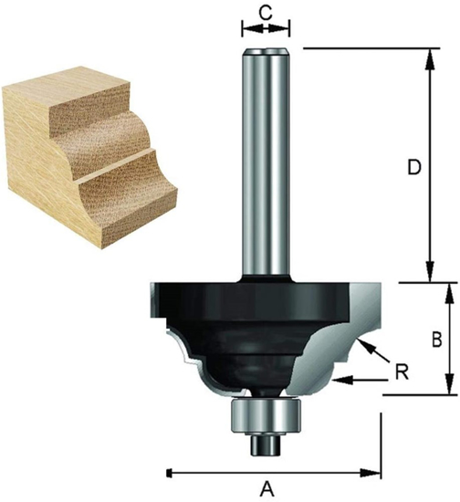 KLASSIEKE PROFIELFREES HM R6.35 MET LAGER KOLF 8MM  3344075