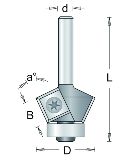 206-6 HM KANTENFREES MET WISSELMESSEN 45° , D= 27, A= 45 206-6 3345526