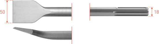 SDS-MAX TEGELBEITEL, GEBOGEN,50X300 215.1025 3346270