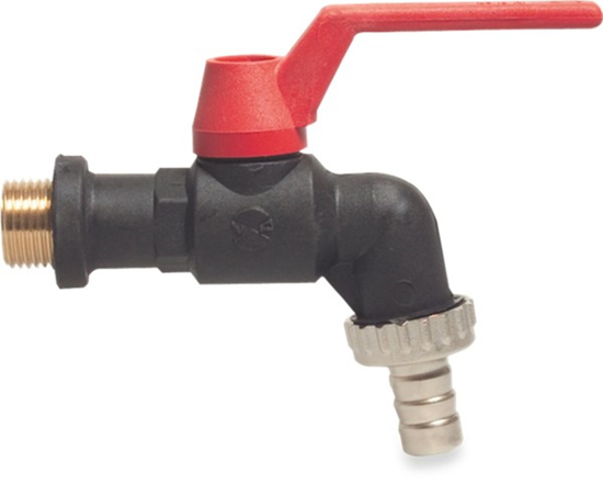 VIR KOGELKRAAN MET SLANGWARTEL PP 1/2" X 13 MM BUITENDRAAD X SLANGTULE  3347217
