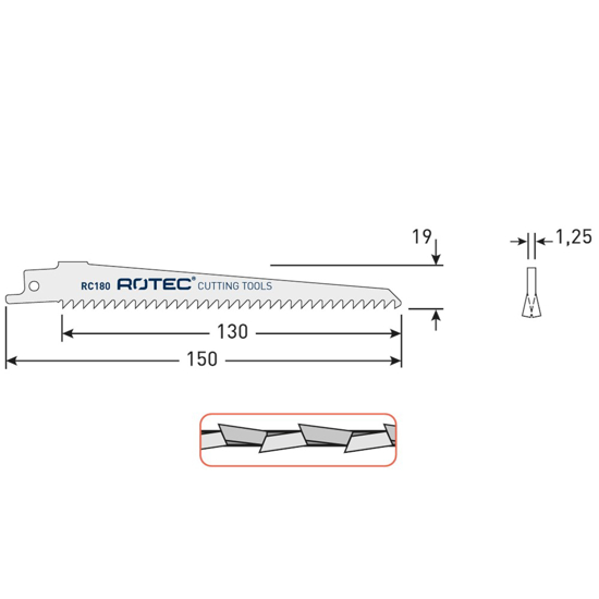 RECIPROZAAGBLAD RC180 / S644D(VPE 5) 525.0180 3349971