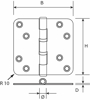 KOGELLAGERSCHARNIER RONDE HOEKEN 76X76 MM RVS  3350389