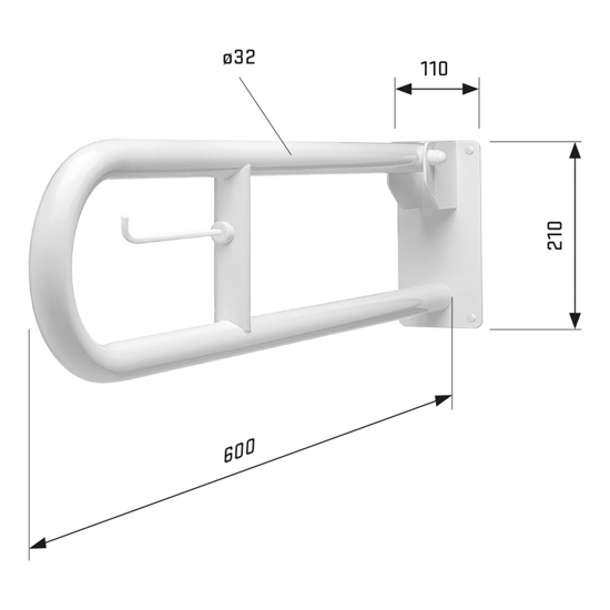 SECUCARE TOILETBEUGEL - OPKLAPBAAR - LENGTE 60CM - WIT 8045.000.06 3351870