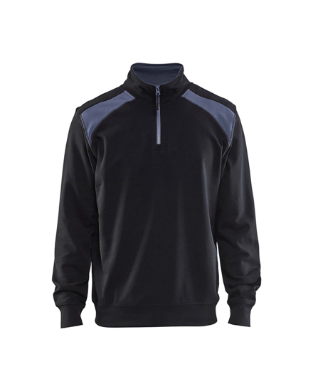 SWEATSHIRT BI-COLOUR MET HALVE RITS ZWART/GRIJS XL 335311589994XL  3352536