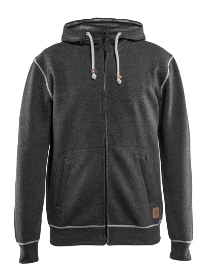SWEATSHIRT HOODED 1-WEG RITS 3398 - ZWART MELEE  3352947