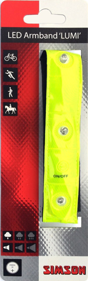 SIMSON REFLECTIE ARMBAND MET 4 LED'S MET KNIPPER- EN STANDLICHT, INCL.  3353441
