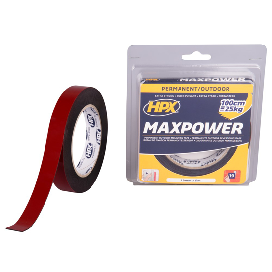 MAX POWER OUTDOOR BEVESTIGINGSTAPE - ZWART 19MM X 5M OT1905 3353810