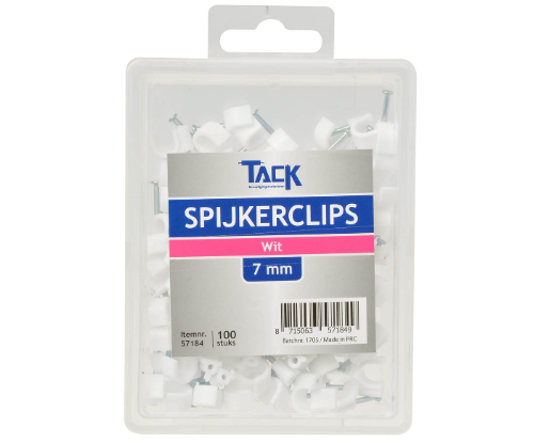SPIJKERCLIP WIT 7MM 100 ST PER DOOSJE 57184 3354040