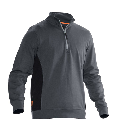 JOBMAN 5401 HALFZIP SWEATSHIRT DO.GRIJS/ZWA M  3354306