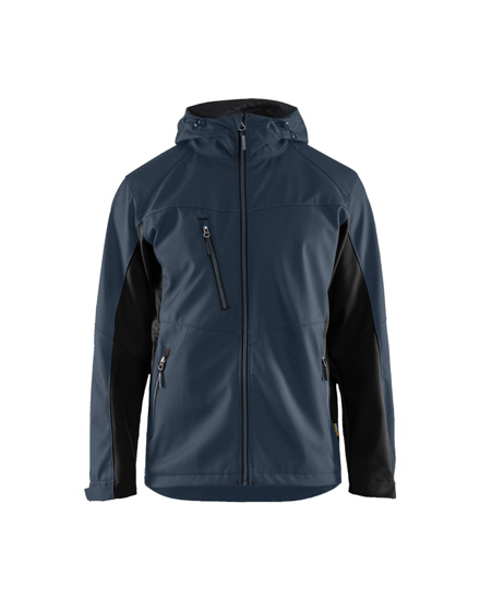 SOFTSHELL JACK MET CAPUCHON DONKER MARINEBLAUW/ZWART L 475325168699L  3354748