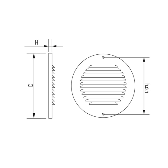 SCHOEPENROOSTER, ROND, ALUMINIUM, OPBOUWMAAT ?150MM, MILL-FINISH BULK B1-R150A 3355663