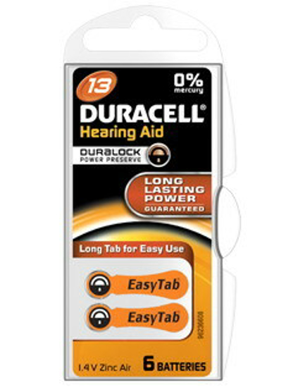 DURACELL HEARING AID 6 X DA13 1,4V ZILVER DURACELL  3356010