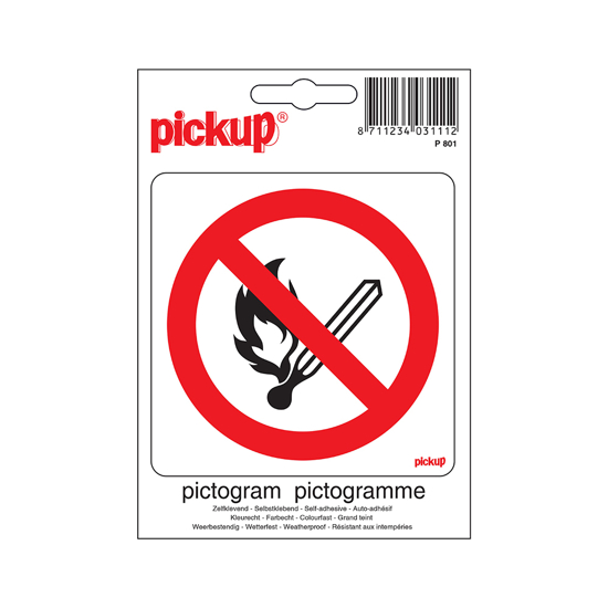 STICKER VUUR & OPEN VLAM VERBODEN 100X100 MM P801 3344106