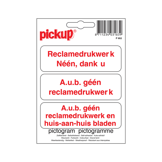 STICKER GEEN REKLAME 33X100 MM - 3 STUKS P652 3344115