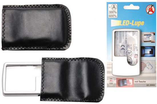 LOEP, RECHTHOEKIG + LED, 3X + 6X ZOOM, ETUI, BGS 85862  3349478