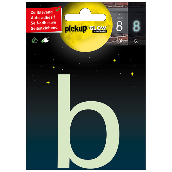 GLOW IN THE DARK LETTER B 75 MM ZELFKLEVEND 390990751B 3354476