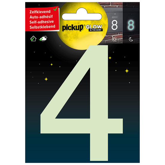 GLOW IN THE DARK NUMMER 4 100 MM ZELFKLEVEND 3909910014 3354481
