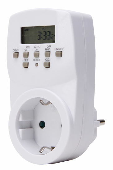 Afbeeldingen van TIJDSCHAKELKLOK MINI, DIGITAAL, MET SHUTTERS, 140 PROGRAMMA'S, MAX. 1.800W, WIT