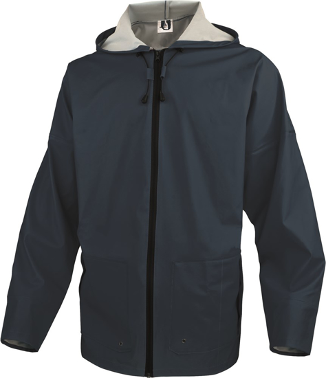Afbeeldingen van REGENKLEDING/ POLYESTER DRAGER MET COATING HALF POLYURETHAAN REGENJACK L MARINEBLAUW