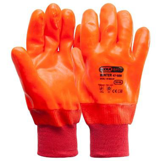 Afbeeldingen van OXXA HANDSCHOEN WINTER 47-500 PVC COATING ORANJE MAAT 10/XL