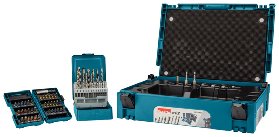Afbeeldingen van MAKITA BOREN/SCHROEFBITSET 62 DLG IN M-BOX1 B-53908