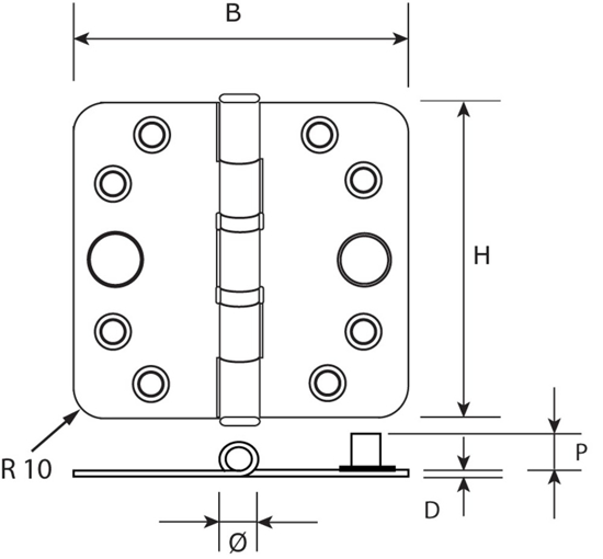 Afbeeldingen van KOGELL. SCHARNIER SKG** 89X89 RVS H367-89892025