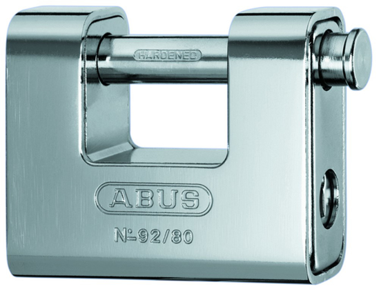 Afbeeldingen van HANGSLOT MONOBLOC MESSING VERNIKKELD 92/80