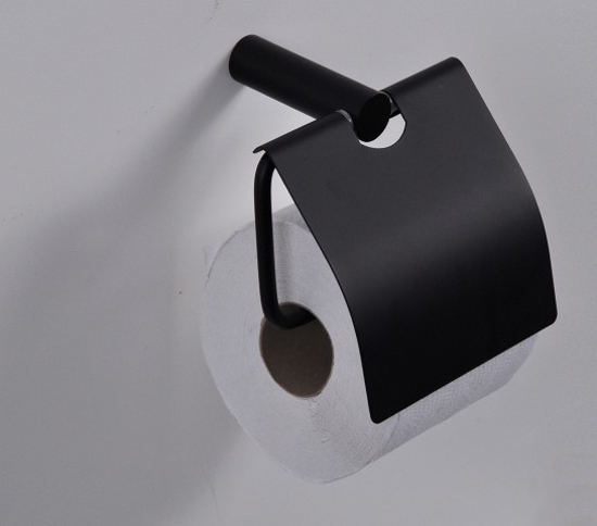 Afbeeldingen van IDA TOILETROLHOUDER MET KLEP ZWART