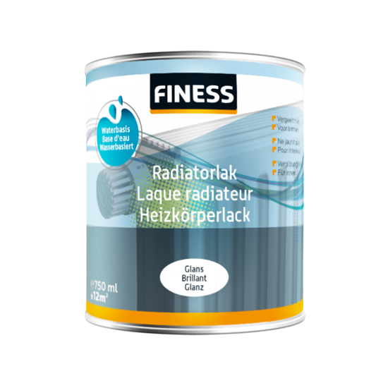 Afbeeldingen van FINESS RADIATORLAK ACRYL 250ML 14205 RAL 9010