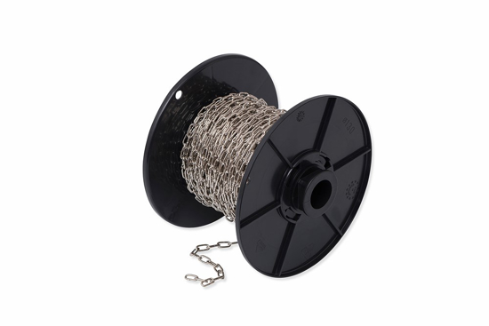 Afbeeldingen van KLK.0112-B / KLOKKETTING 1,3MM STAAL VERNIKKELD ROL 25 MTR