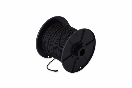 Afbeeldingen van TOUW GEVLOCHTEN PP 03MM ZWART ROL 100 MTR.