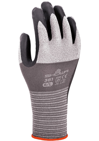 Afbeeldingen van SHOWA HANDSCHOEN 381 NITRIL COATING ZWART MAAT XL