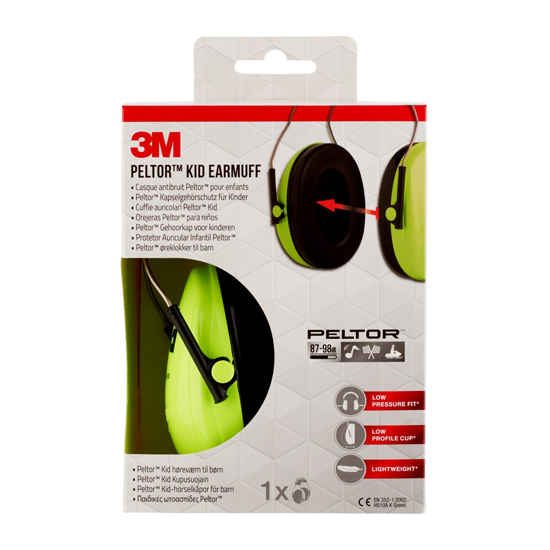 Afbeeldingen van 3M� PELTOR� GEHOORKAP VOOR KINDEREN H510AK NEONGROEN (87-98 DB)