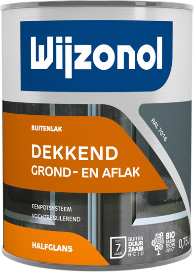 Afbeeldingen van WIJZONOL DEKKEND HALFGLANS GROND EN AFLAK 750ML RAL 7016