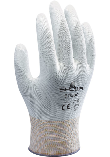 Afbeeldingen van SHOWA HANDSCHOEN BO500W PU-COATING FIJNGEVOELIG WIT MAAT L NMB##