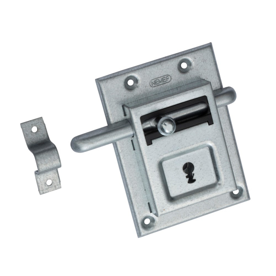 Afbeeldingen van 98/12 BULK PER 10 OPLEG GRENDELSLOT, KLAVIERSLEUTEL, SLOTKAST STAAL VERZINKT 85X115MM, STAAL VERZINKTE GRENDELSCHOOT, 2 SLEUTELS, SLUITBEUGEL 98/12, BULKVERPAKKING, PER 10 STUKS VERPAKT, D