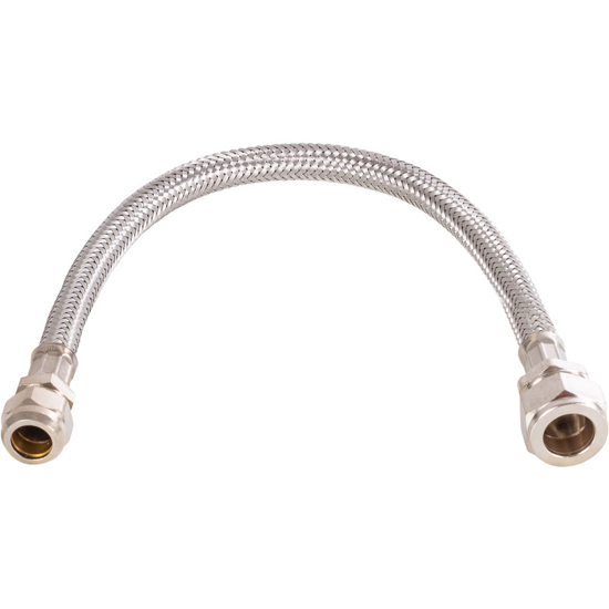 Afbeeldingen van FLEXIBELE AANSLUITSLANG KIWA RVS 30CM 12X15MM KNEL