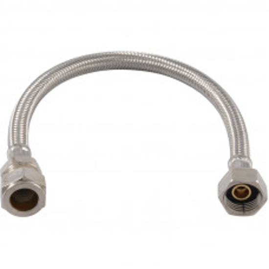 Afbeeldingen van FLEXIBELE AANSLUITSLANG KIWA RVS 35CM 3/8" BINNENDRAAD X15MM KNEL