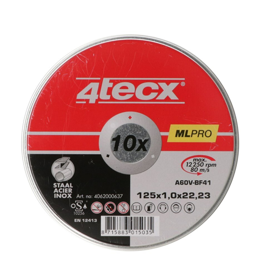 Afbeeldingen van DOORSLIJPSCHIJF MEGA-LINE A60V BF41 125 X 1,0 X 22,23MM 10 STUKS 4T