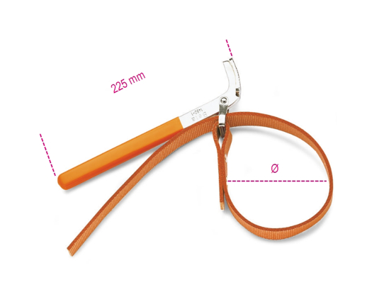 Afbeeldingen van BETA 1490/1 OLIEFILTERSLEUTEL MET CANVASBAND MAX. 160MM