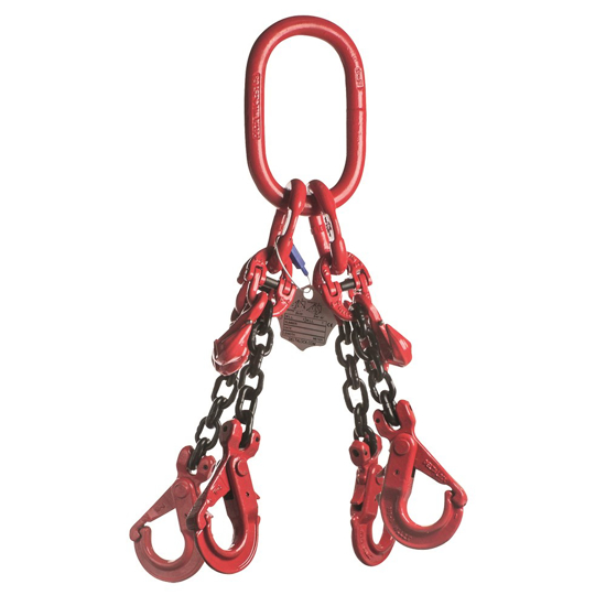 Afbeeldingen van DELTALOCK GRADE 80 - 4-SPRONG 10 MM X 2 METER - VEILIGHEIDSHAAK EN INKORTHAAK - WLL GEBASEERD OP 0 - 45°