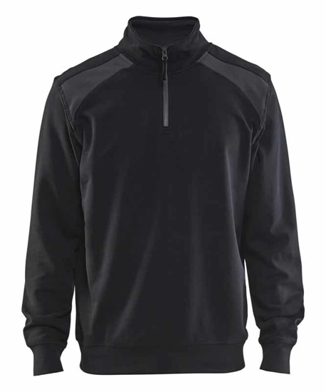 Afbeeldingen van SWEATSHIRT BI-COLOUR MET HALVE RITS ZWART/DONKERGRIJS XXL 335311589998XXL