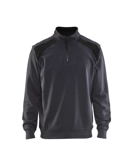 Afbeeldingen van SWEATSHIRT BI-COLOUR MET HALVE RITS MEDIUM GRIJS/ZWART L 335311589699L