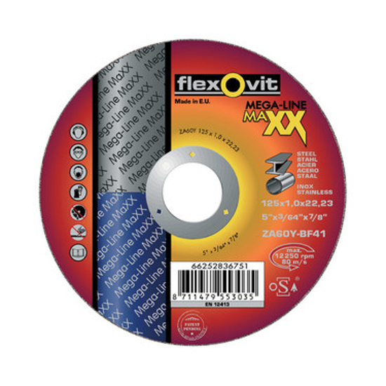 Afbeeldingen van DOORSLIJPSCHIJF KOM INOX ZA60Y 125X0,8X22,23 T42