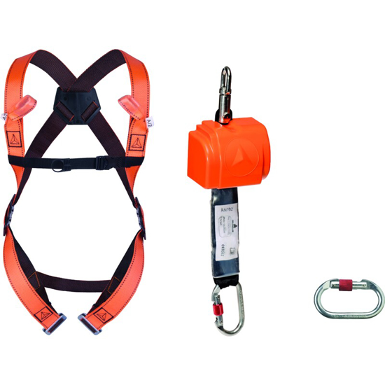 Afbeeldingen van HARNAS/ "VERTICAL & HORIZONTAL 2,50 M" ANTIVAL KIT : HAR12 + AN102 + AM002 + 1 OPBERGTAS XL/XXL ORANJE